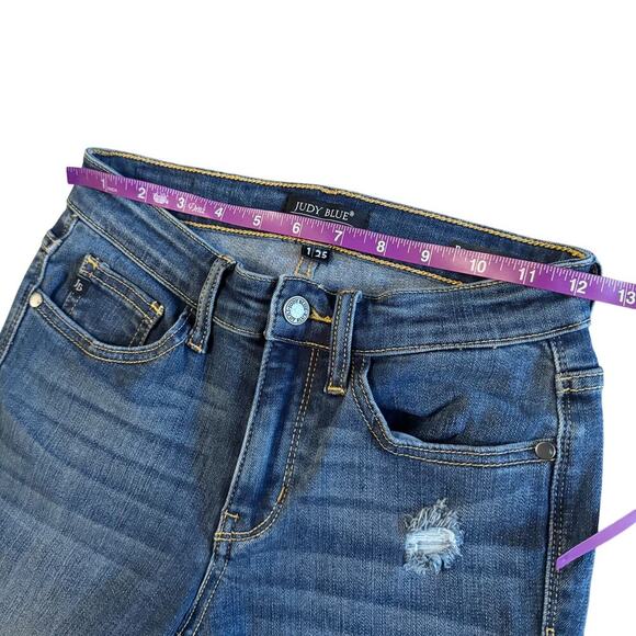 Judy Blue Jeans Women's Size 1 1/25 Blue Denim Relaxed Skinny Distressed 1162 - Picture 7 of 12